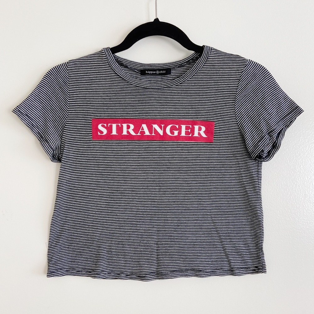 Hippie Chic STRANGER Striped Black Crop Top XS
